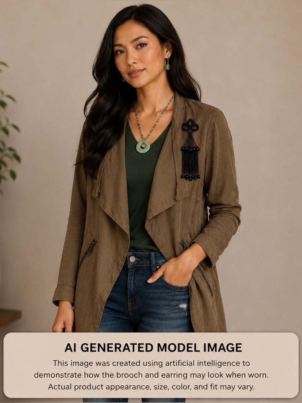 Cartonnier Anthropologie Women's Trench Coat Light Brown Draped Daytripper